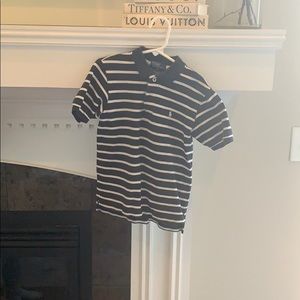 Black and White striped Polo